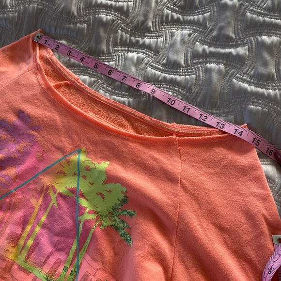 Women AERO Cropped Raw Hem LIVE LOVE DREAM Top Sweatshirt Small Orange - Picture 4 of 8